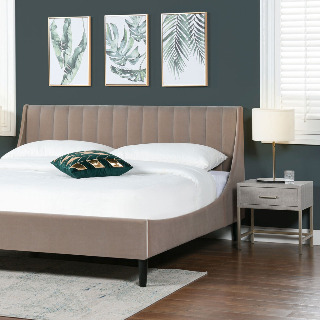 Vertical Tufted Modern Headboard Platform Bed Set with Upholstered Finish - Multiple Colors