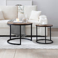 Nesting Round End Tables with Metal Frame - Set of 2