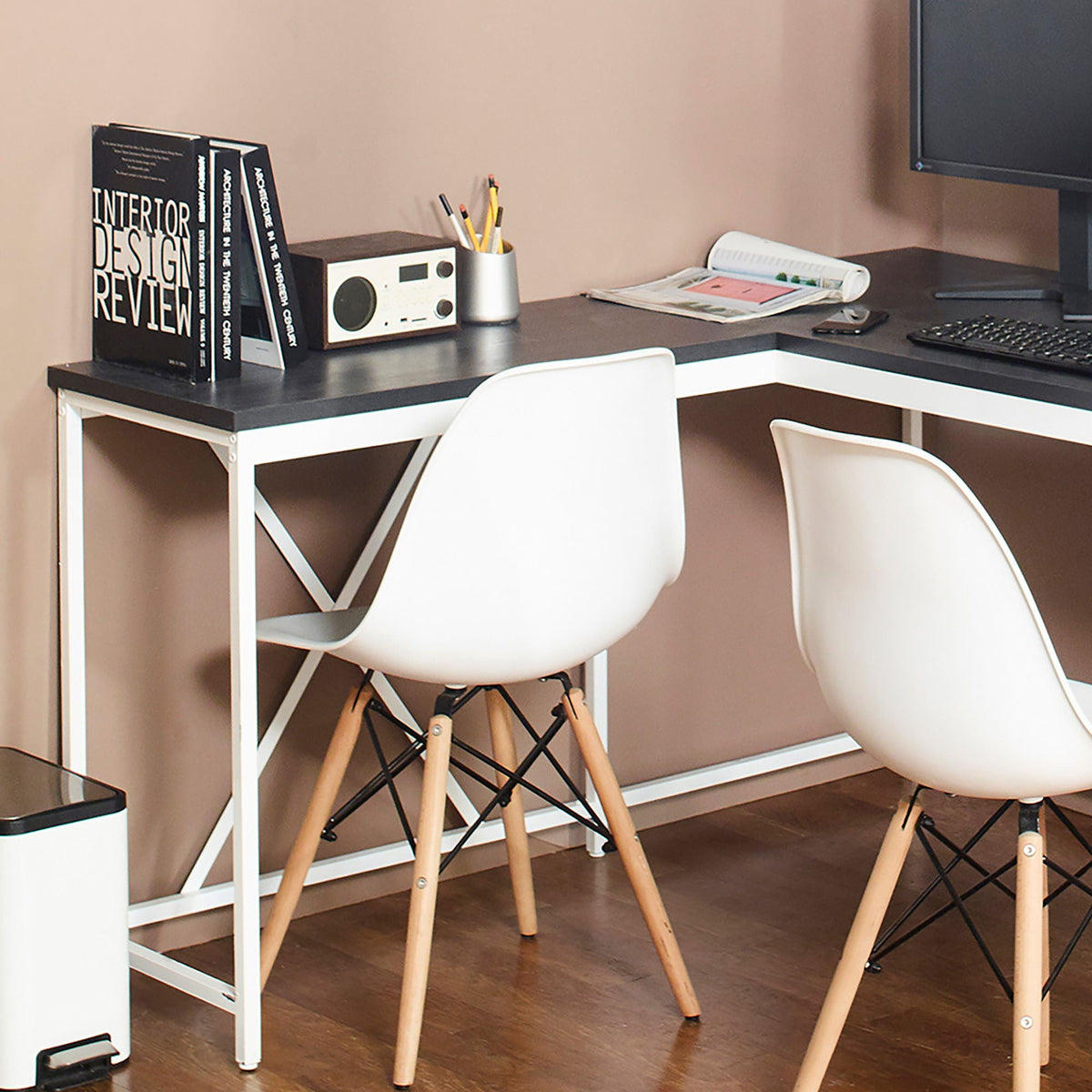 Olympus Corner Desk with Eco-Friendly Board - Dark Gray or Light Brown