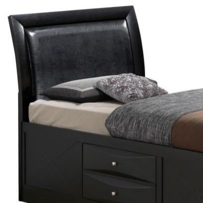Black Twin Storage Bed with Molded Resin Drawer Fronts - Built-In Storage