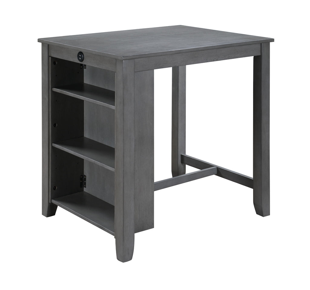 3 Piece Counter Height Dining Set with Storage Shelves - Gray or White