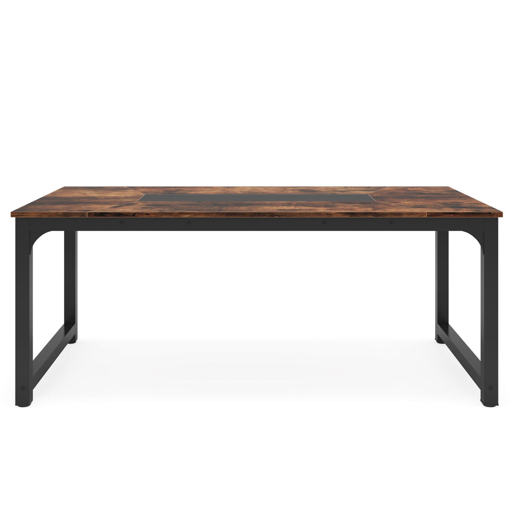 Rectangular Kitchen & Dining Room Table with Heavy-Duty Steel Frame - Brown / Black