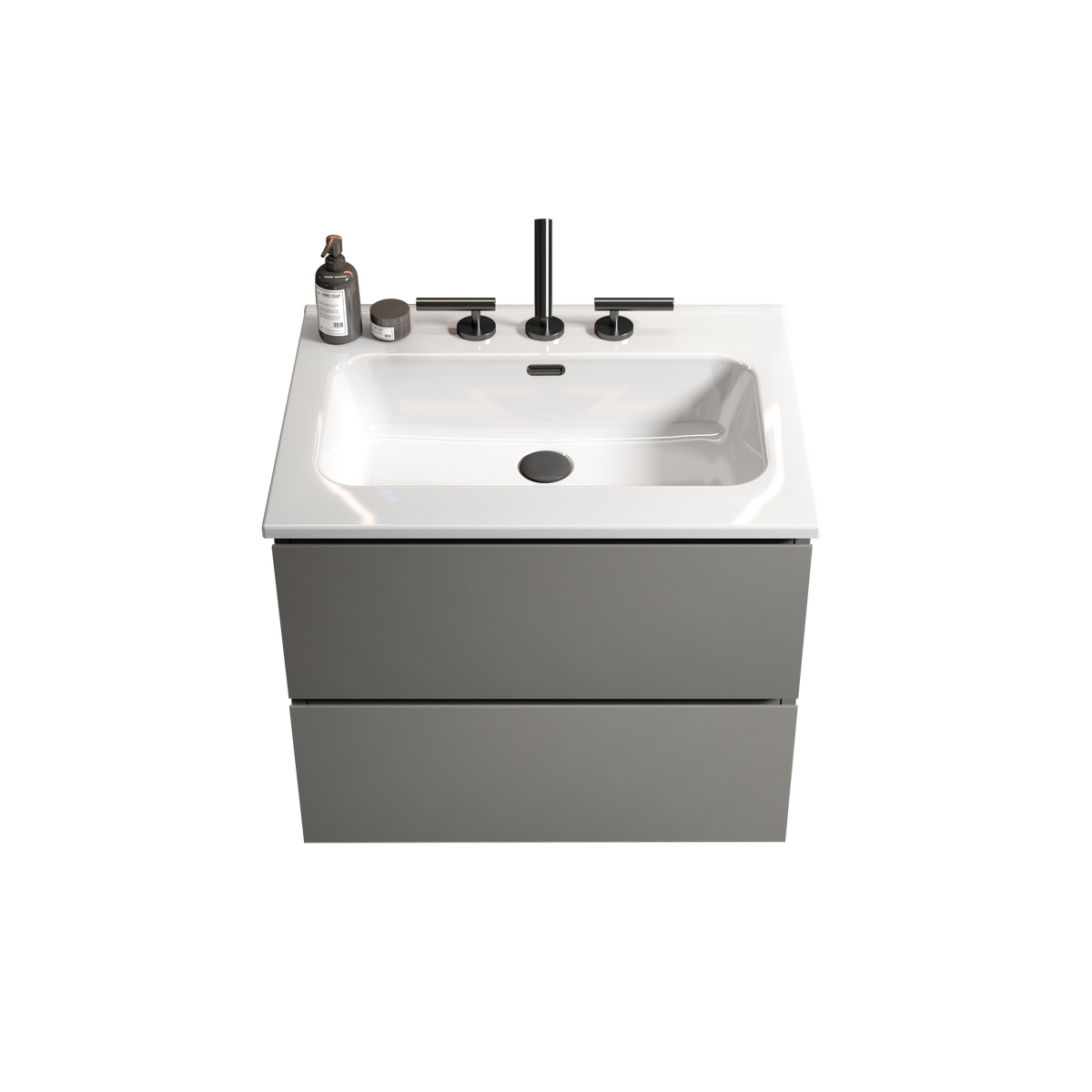 Space Grey 24-Inch Wall Mount Bathroom Vanity with Extra Storage