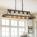 34-Inch Vintage Pendant Light with Adjustable Height - Black and Gold