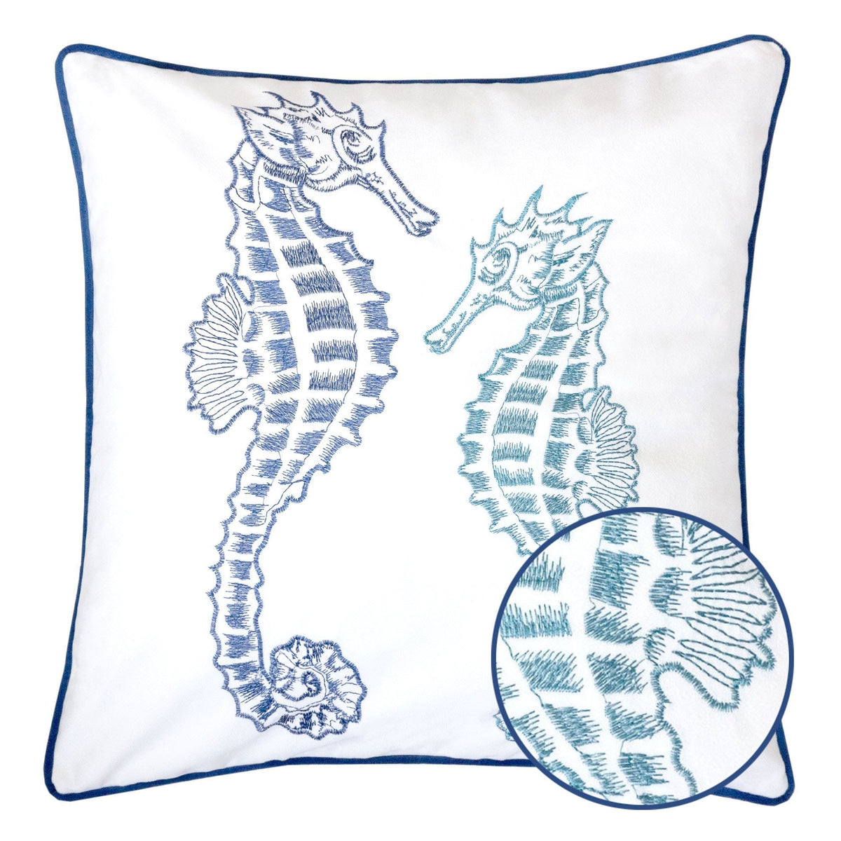 Seahorses Pillow Cover with Matching Back – 20x20 Inch Accent Pillow