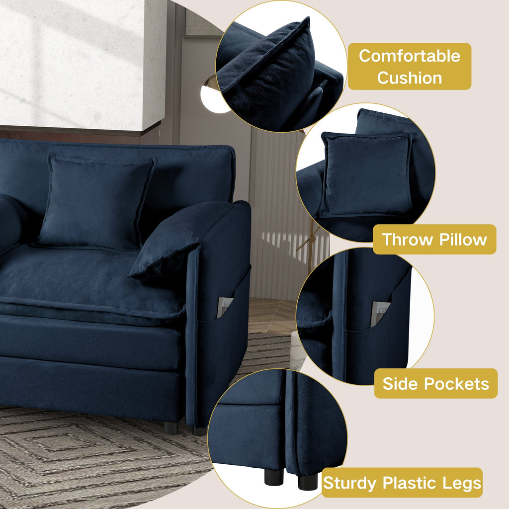Modern Upholstered Sofa Chair with Dual-Layer Cushions – Chenille