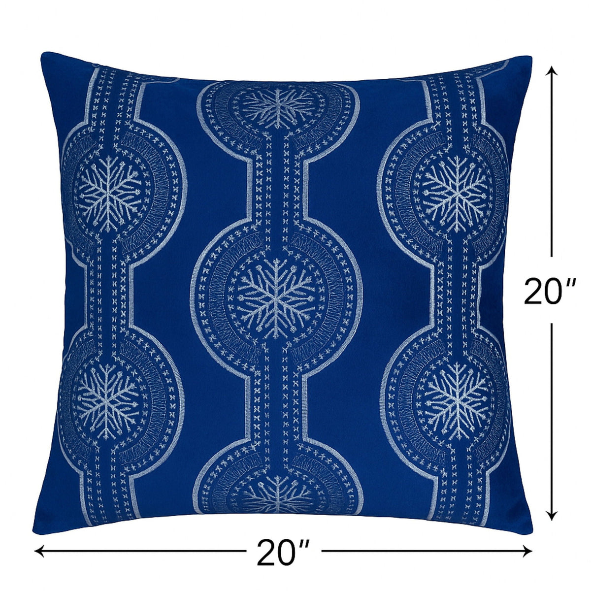 Holiday Throw Pillow with Snowflake Embroidery - 20x20 Inch