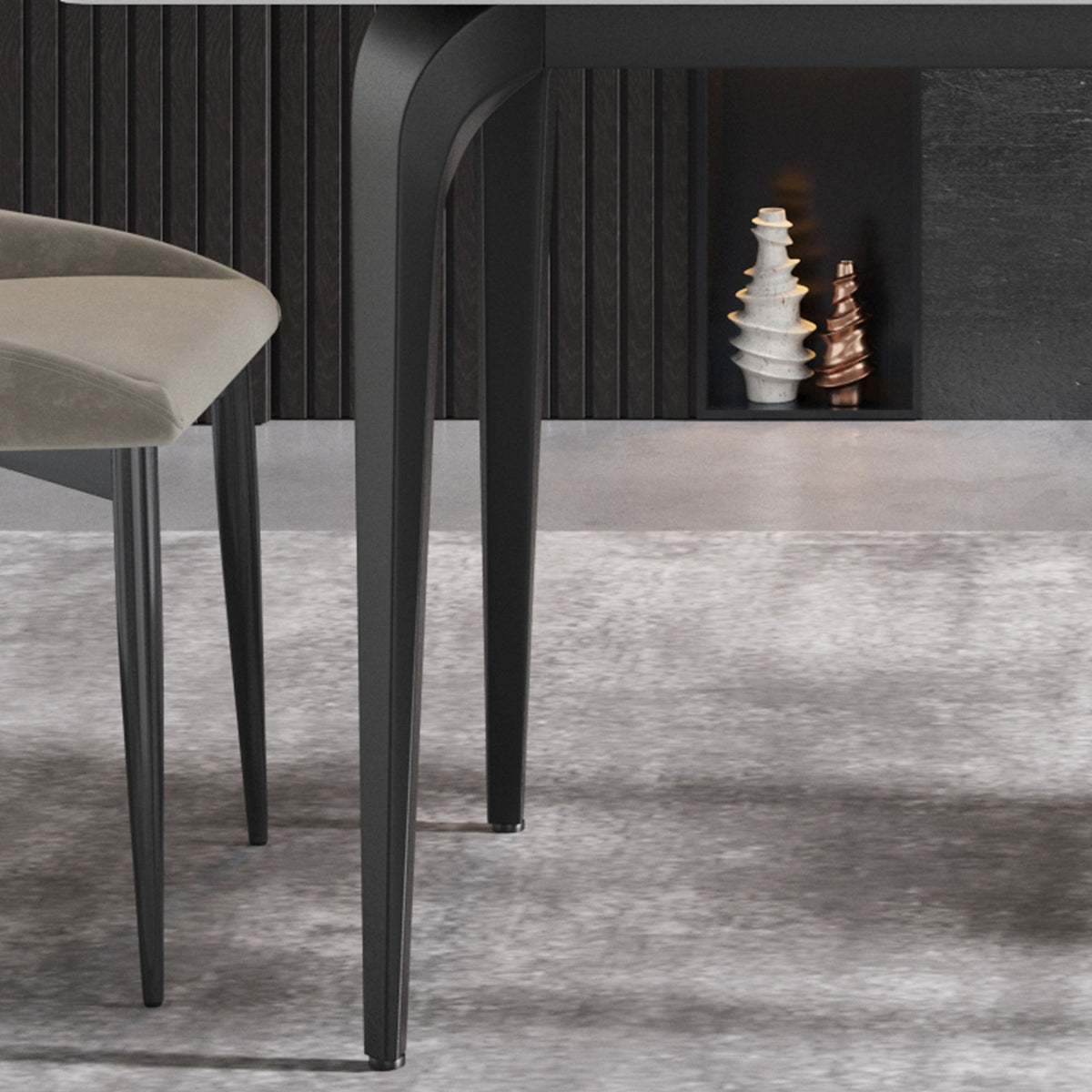 Modern Artificial Stone Dining Table with Black Metal Legs - White