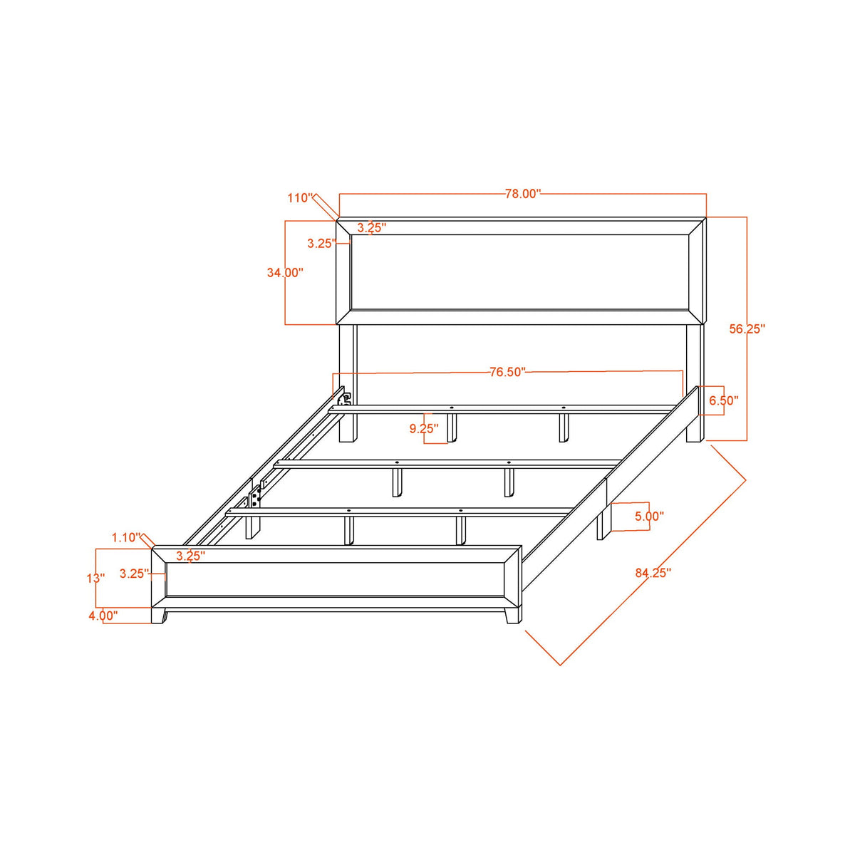 Soluto Platform Bed with Solid Wood and LVL Frame - Black or Dark Gray