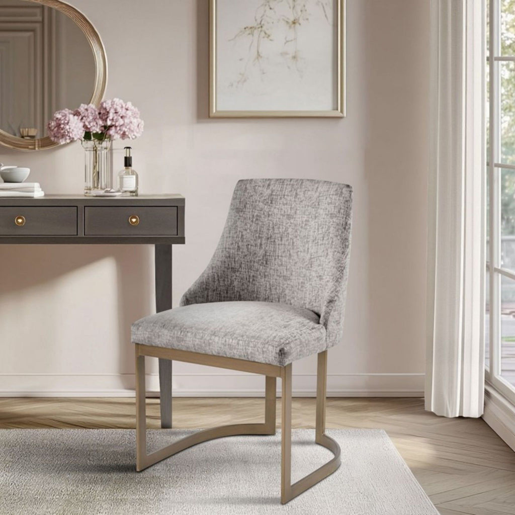 Modern Accent Dining Chairs with Upholstered Cushions – Beige or Gray