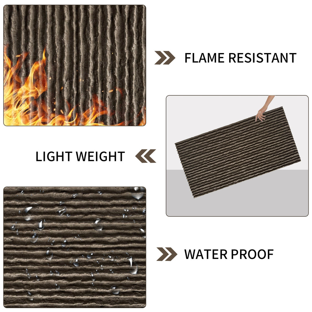 3D Faux Stone Wall Panels with Lightweight PU Construction - Black