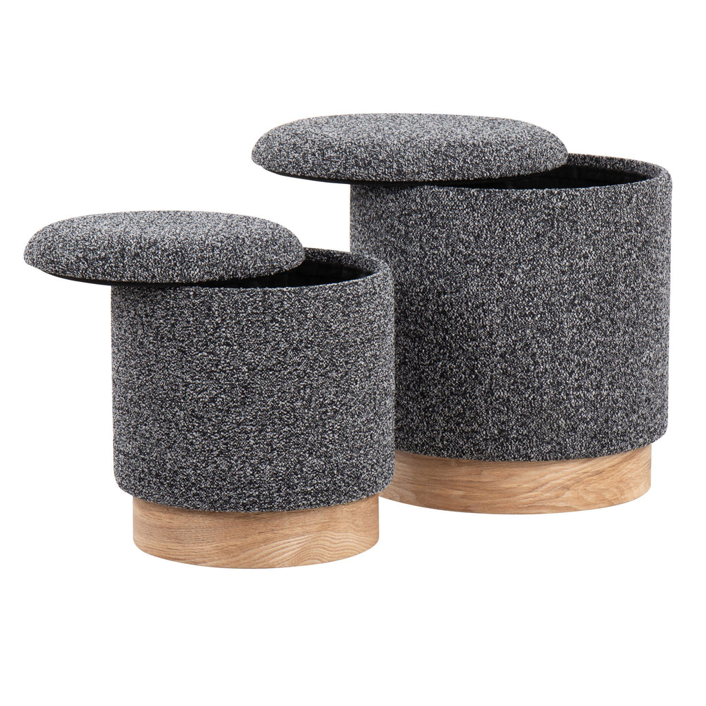 Contemporary Nesting Ottoman Set with Cushioned Top - Beige or Black