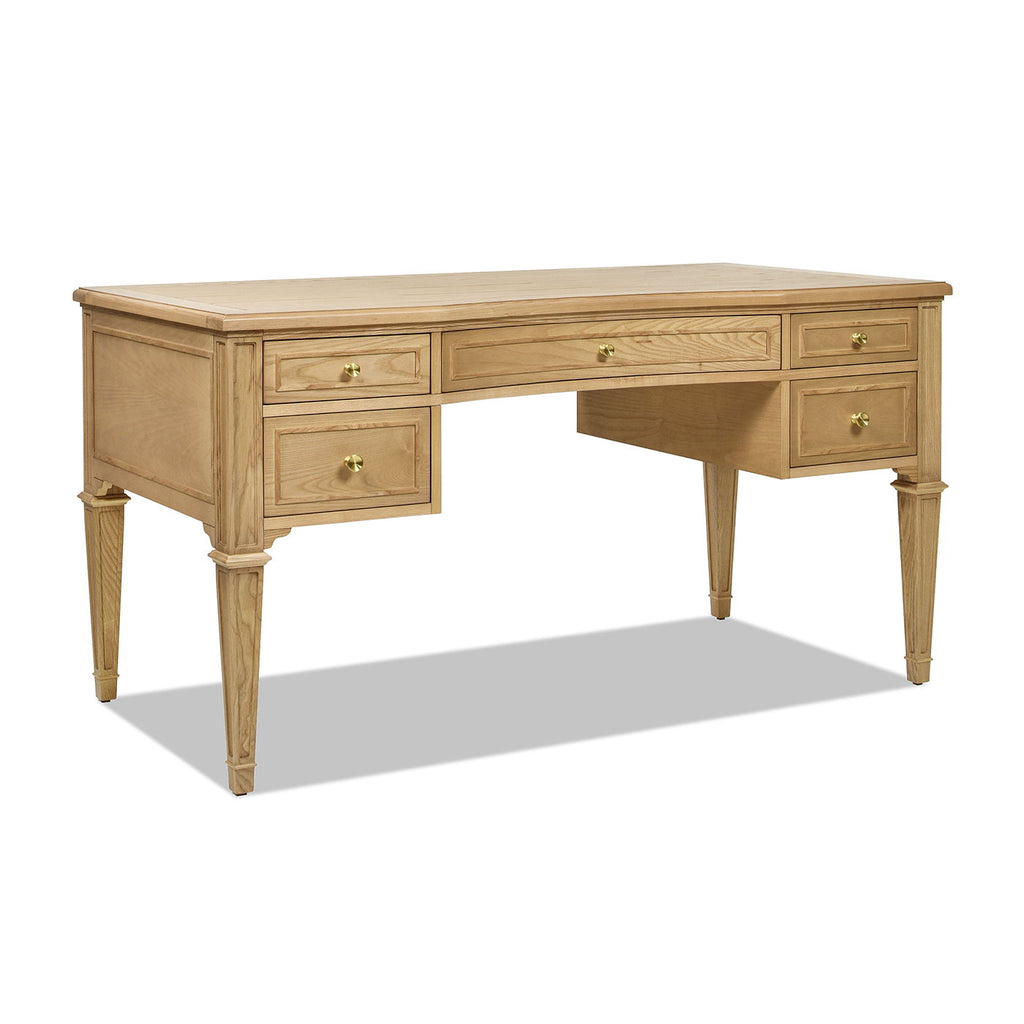 Dauphin 5 Drawer Executive Desk with Solid Rubber Hardwood - Gray or Light Brown