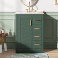 24" Bathroom Vanity with Integrated Ceramic Sink and Storage - Green