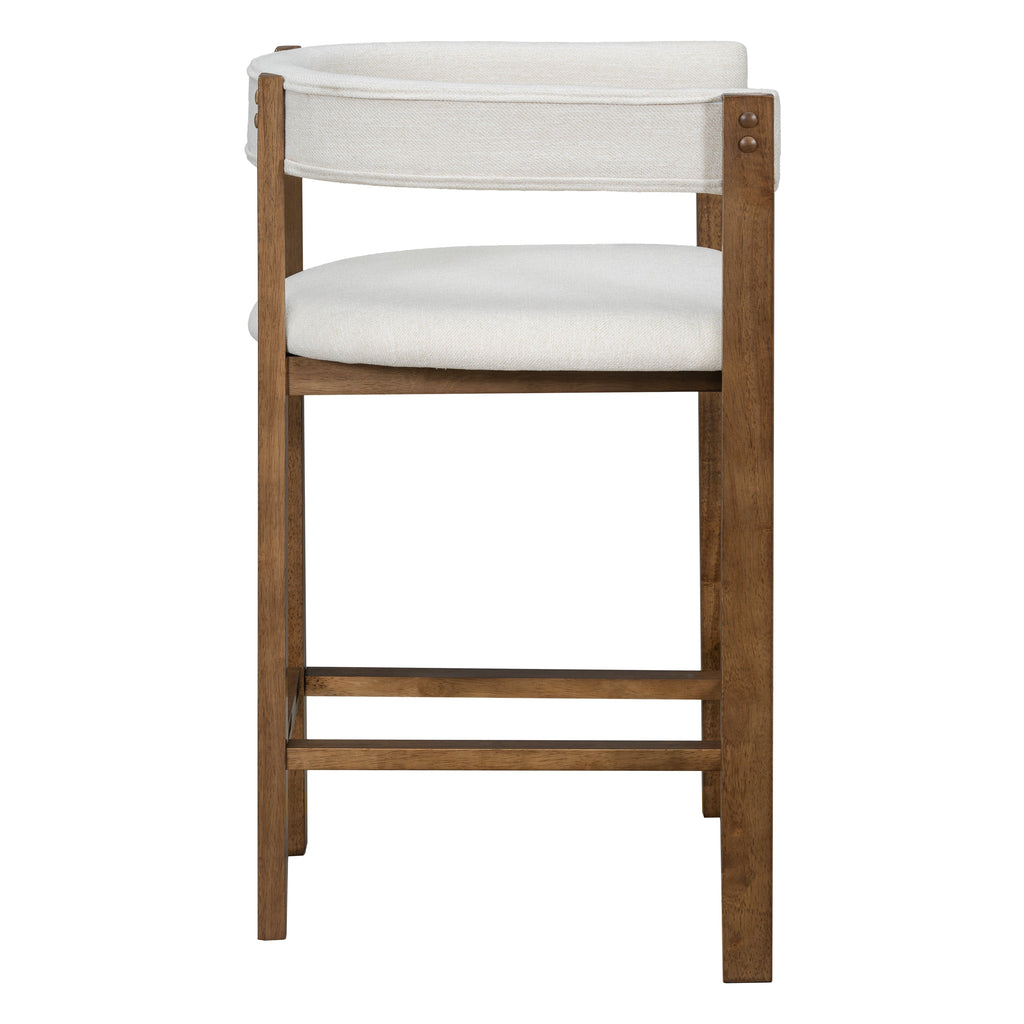 Solid Rubberwood Counter Stools with Cutout Barrel Back - Set of 2