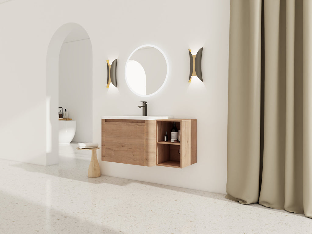 40'' Wall-Mounted Bathroom Vanity with Storage - Plywood
