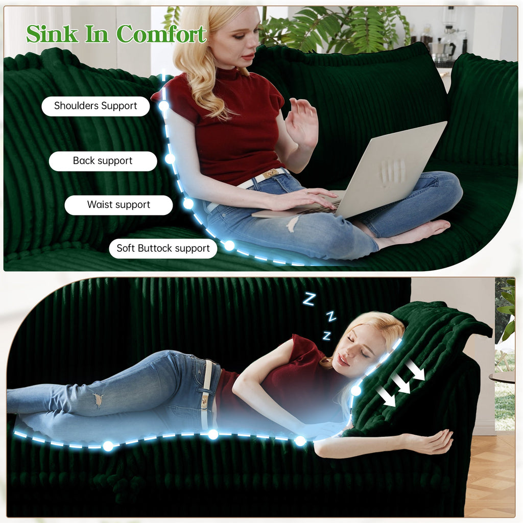 Modern Slipcovered 2-Seat Sofa with Removable Covers - Corduroy