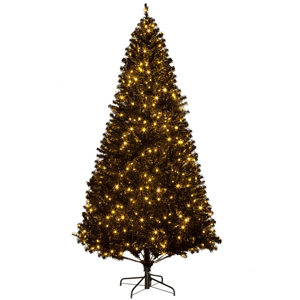 7.5 Ft Pre-Lit Artificial Christmas Tree with 500 LED Lights - Black