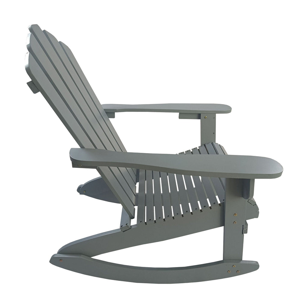 Reclining Outdoor Rocking Adirondack Chair with Populus Wood Construction - Red or Dark Gray