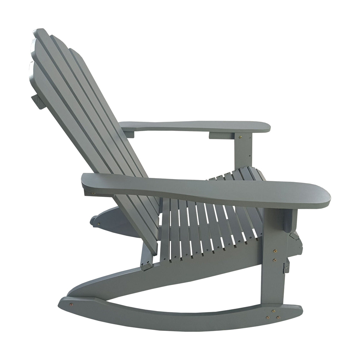 Reclining Outdoor Rocking Adirondack Chair with Populus Wood Construction - Red or Dark Gray