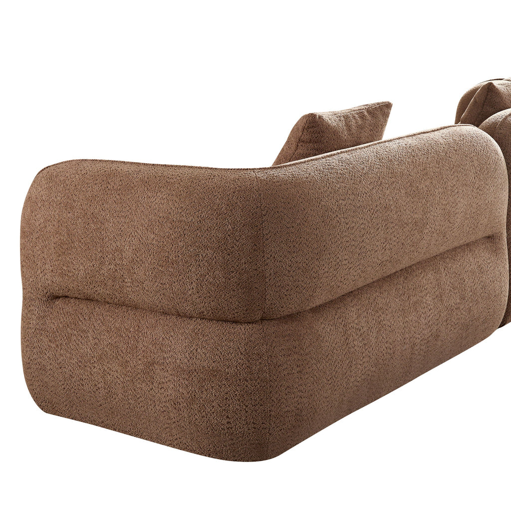 Sectional Sofa with Durable Fabric and Solid Wood Frame - Dark Brown or White
