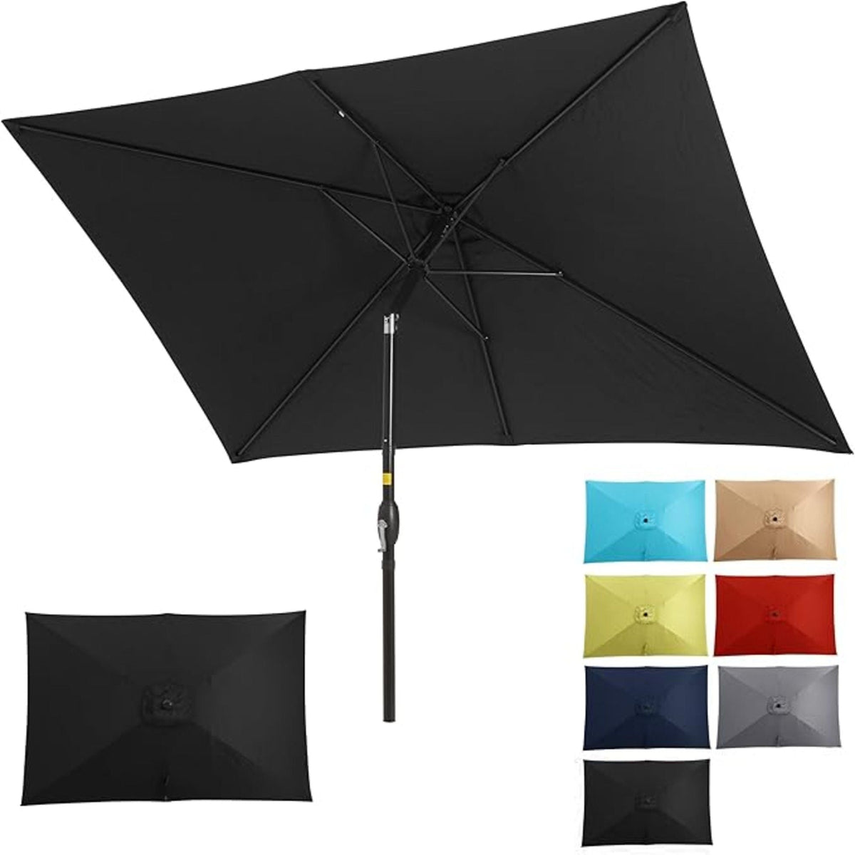 Rectangular Patio Umbrella with Crank Tilt - UV-Resistant Canopy