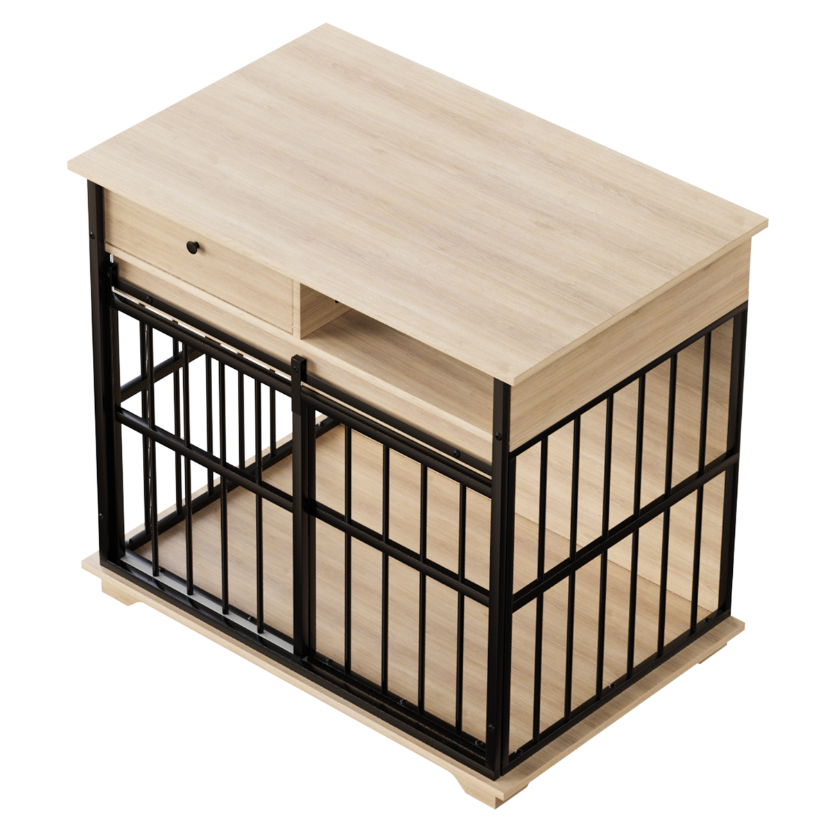 Dog Cage Furniture for Small Dogs with Modern Style - Black+Natural or Walnut+Black