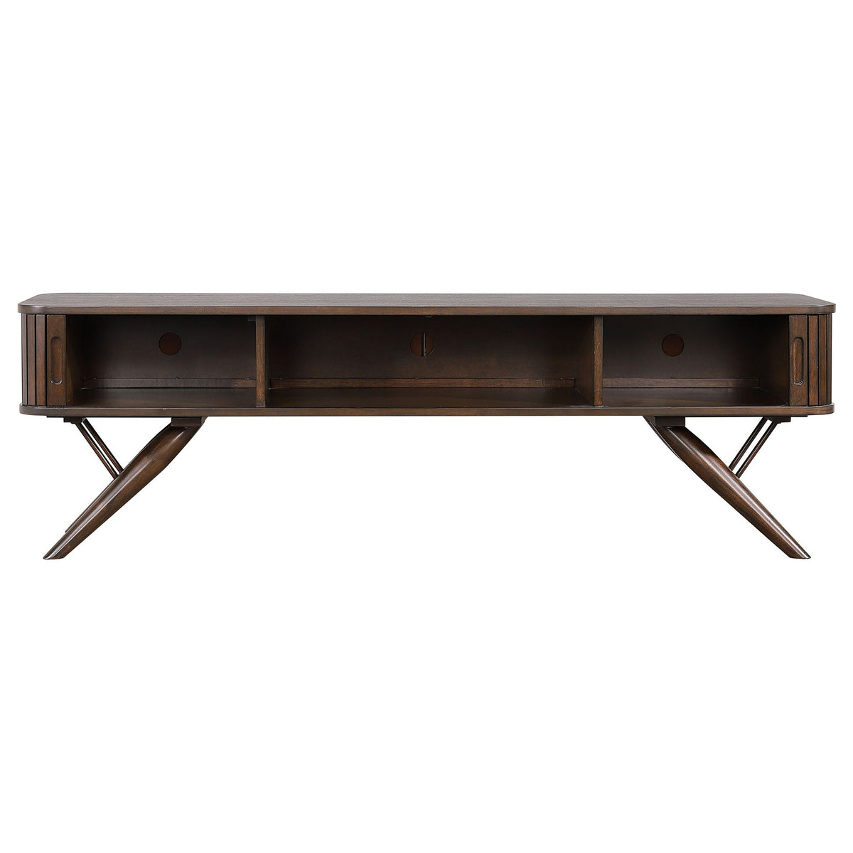 Valna Wood 71-inch TV Stand with Sliding Doors Walnut