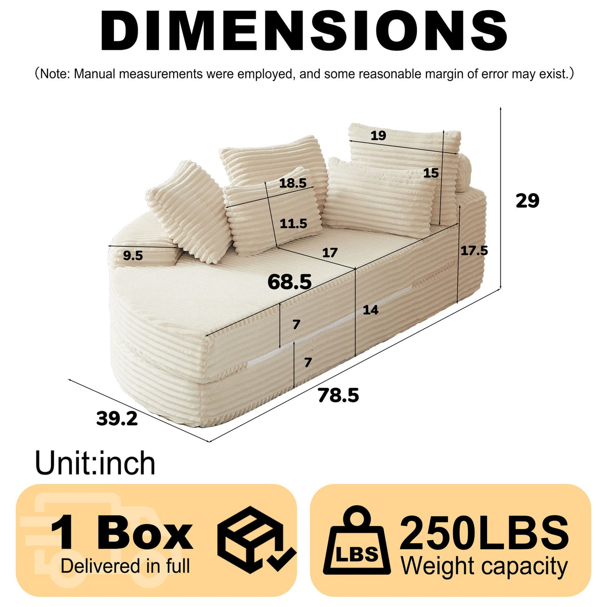 Semi Circular 2-in-1 Sofa Bed with Neck Pillow and Throw Pillows – Multiple Colors