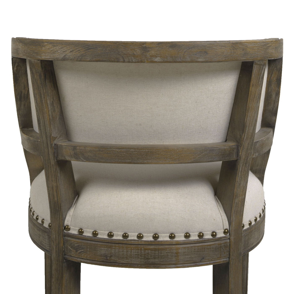 Farmhouse Counter Height Bar Stool with Backrest - Beige