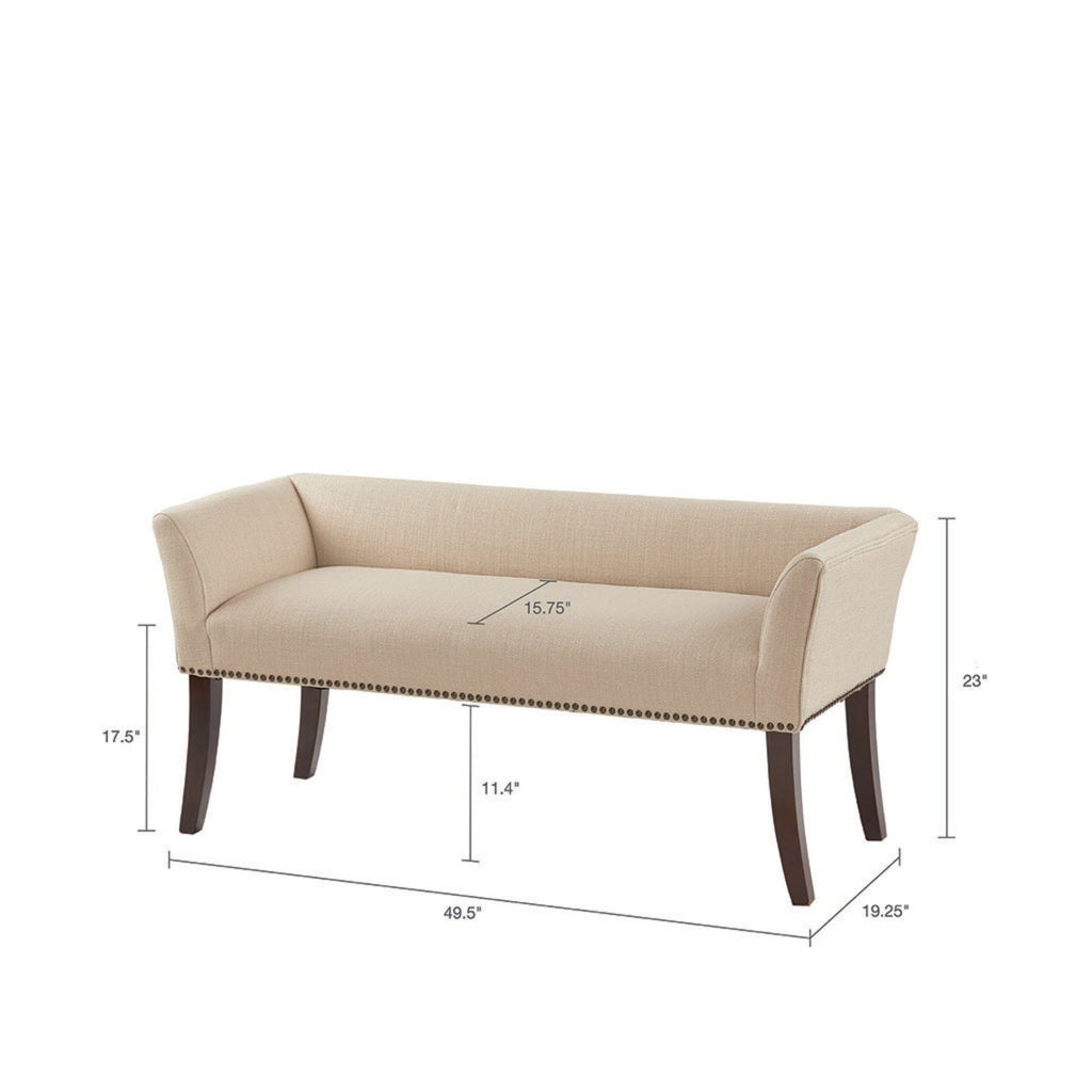 Elegant Design Upholstered Bench with Solid Wood Frame - Gray, Beige or Dark Gray