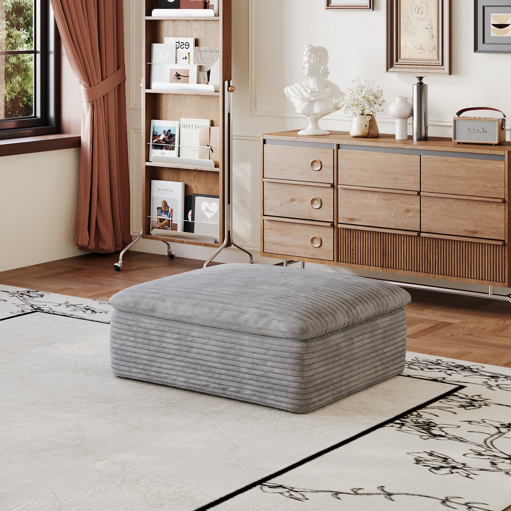 Versatile Fabric Ottoman with Modular Design - Neutral