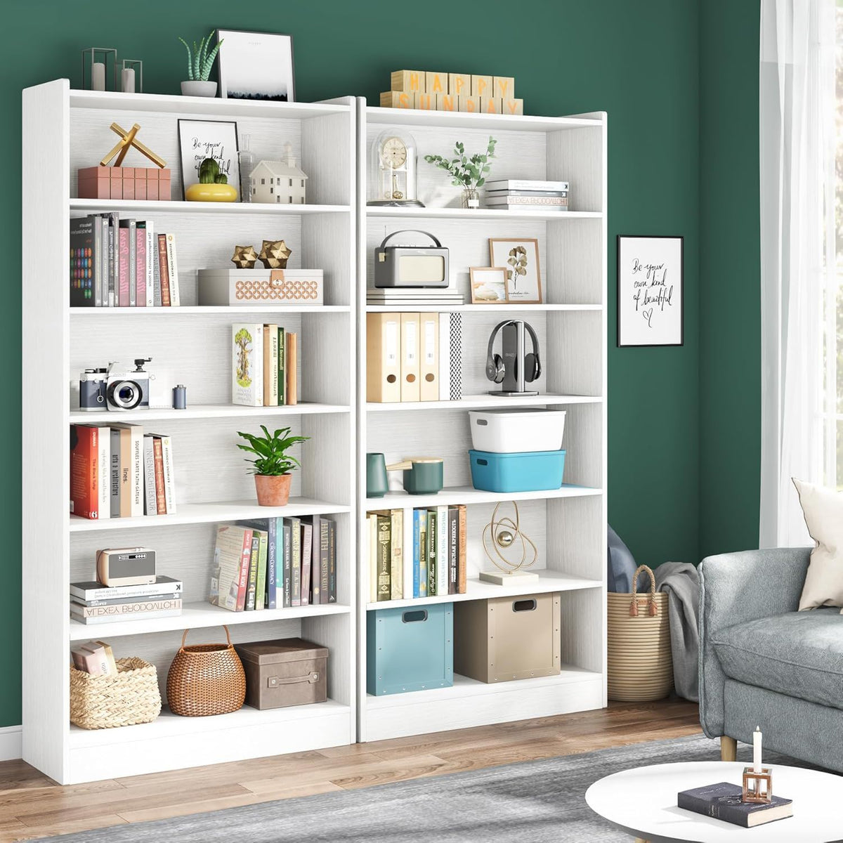 Library Bookshelf With Storage - Multiple Heights Available - White or Black