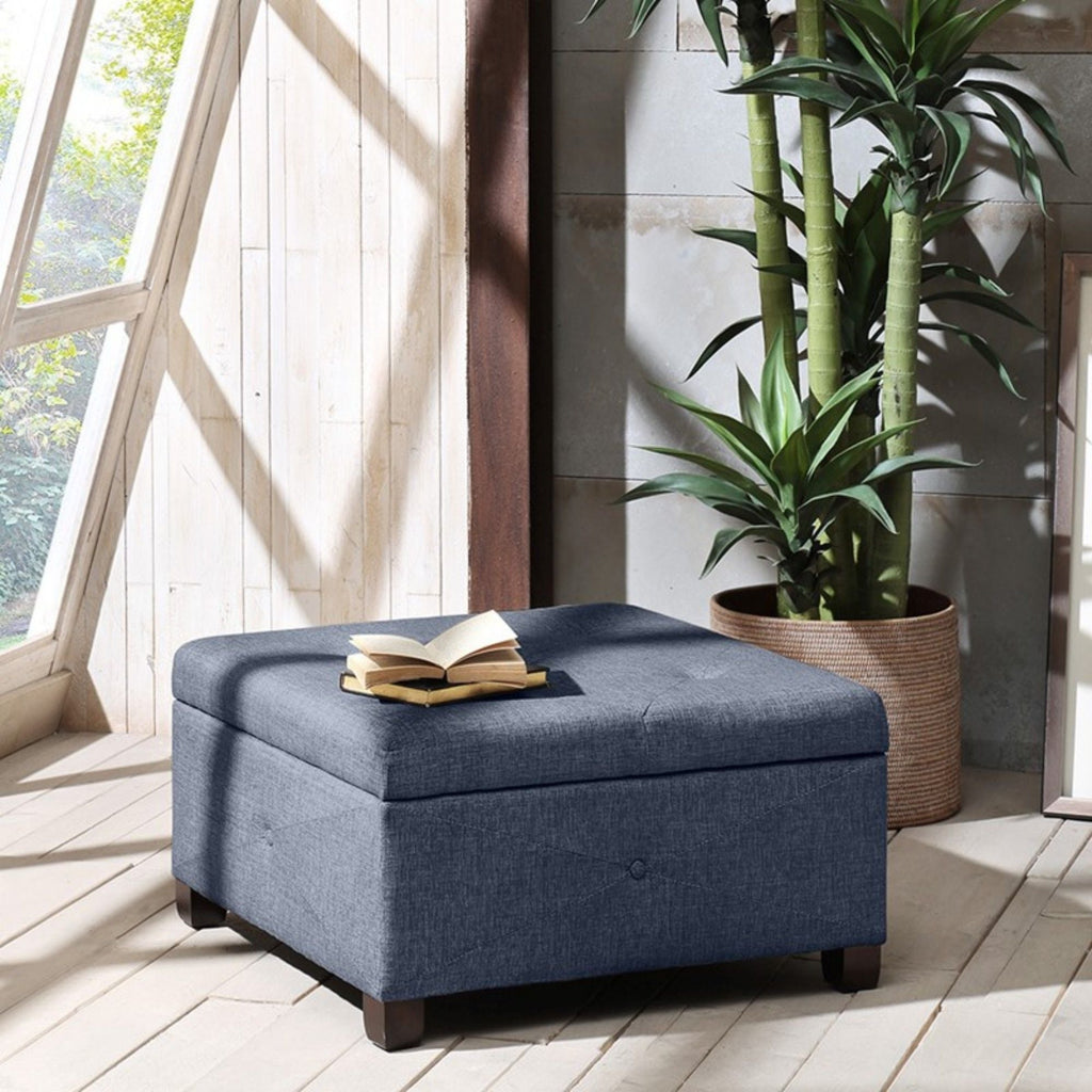 Aspen Ottoman Soft Close Storage with Upholstered Finish - Light Brown, Dark Gray, Blue