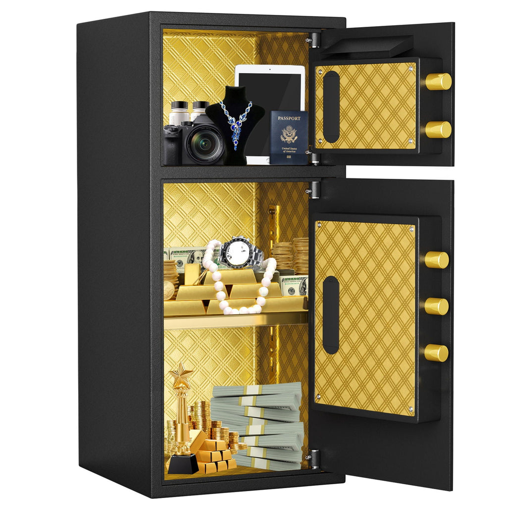 Large Double Door Digital Security Safe with Fireproof and Waterproof Bag - Black