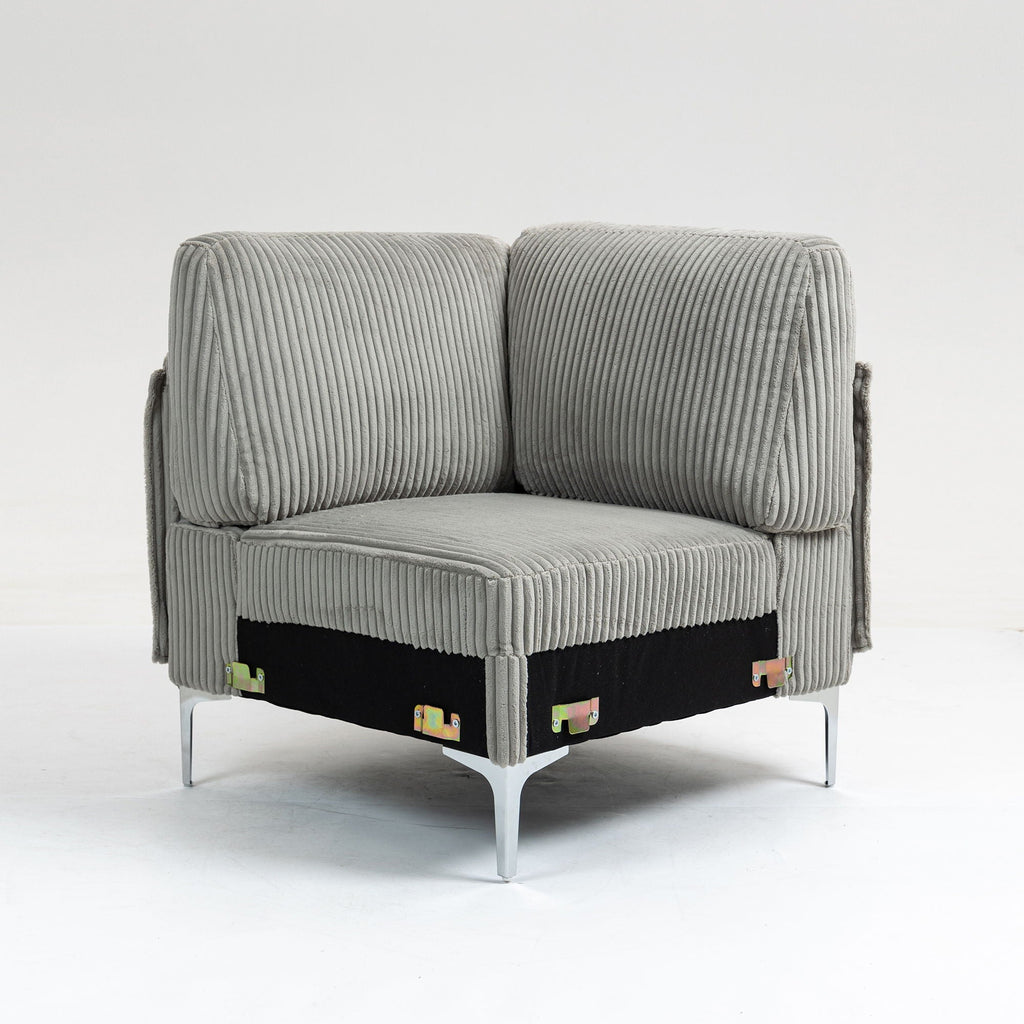 Modular Sectional Sofa Corner Seat with Versatile Configuration - Gray or Beige