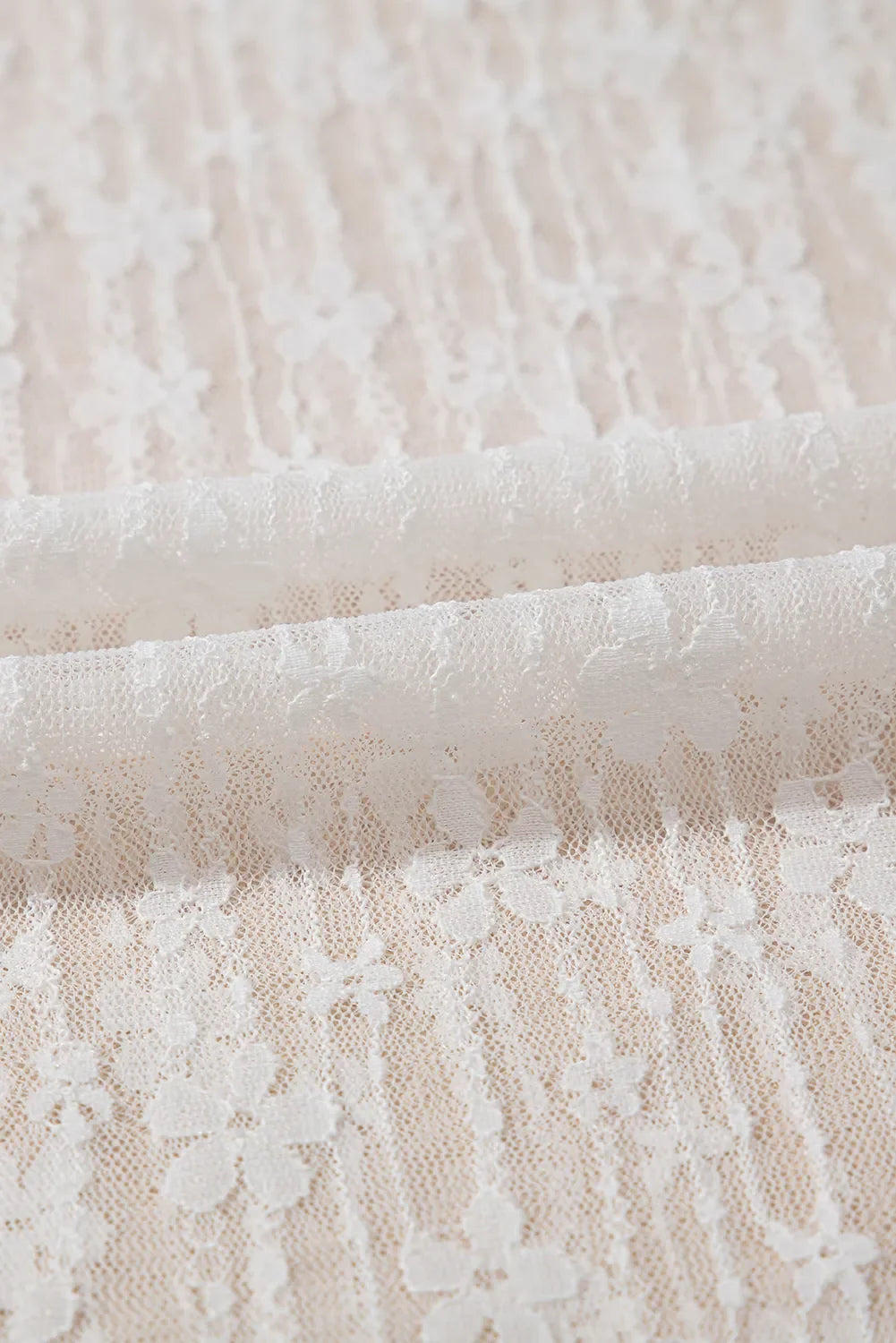 Sheer Floral Lace Long Sleeve Slim Fit Top
