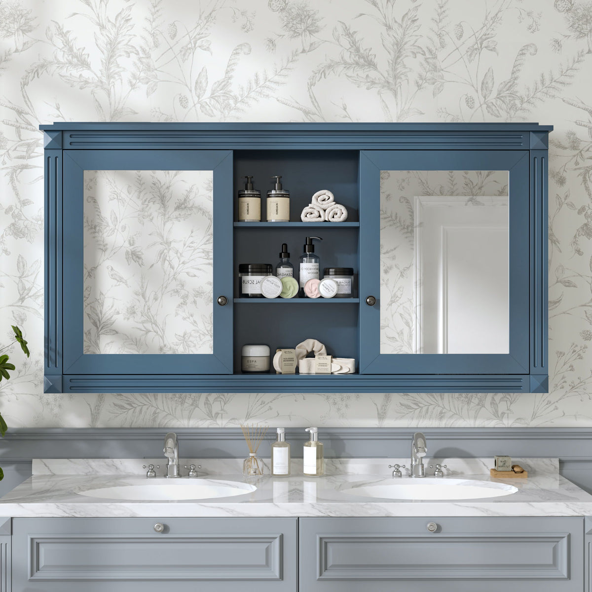 Modern Wall-Mount 2 In 1 Mirror Cabinet