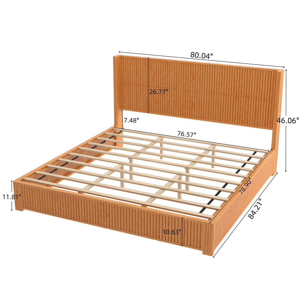 Platform Bed Frame with Headboard, Floor Standing Design - Queen & King