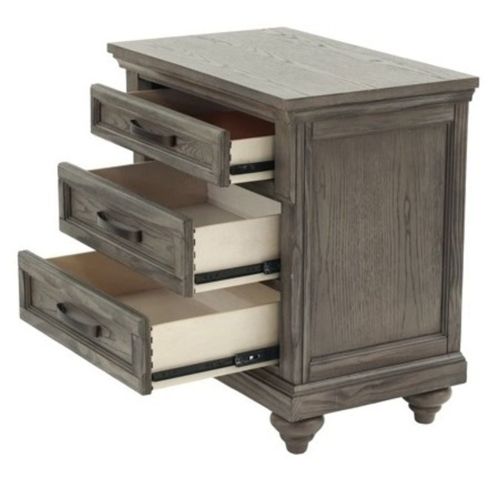 Panel 3 Piece Bedroom Set with Nightstands - Dark Gray or Dark Brown