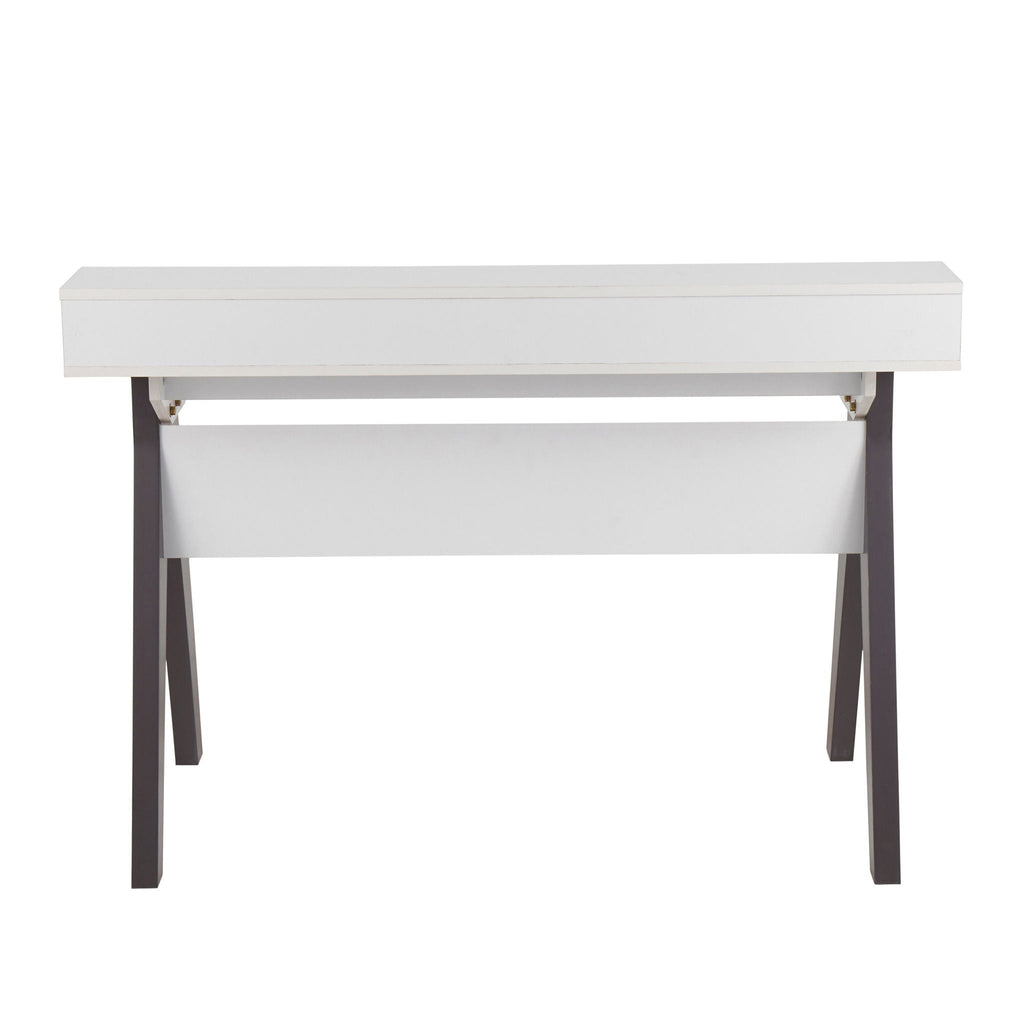 Contemporary Lift Top Desk with Storage - Gray / White