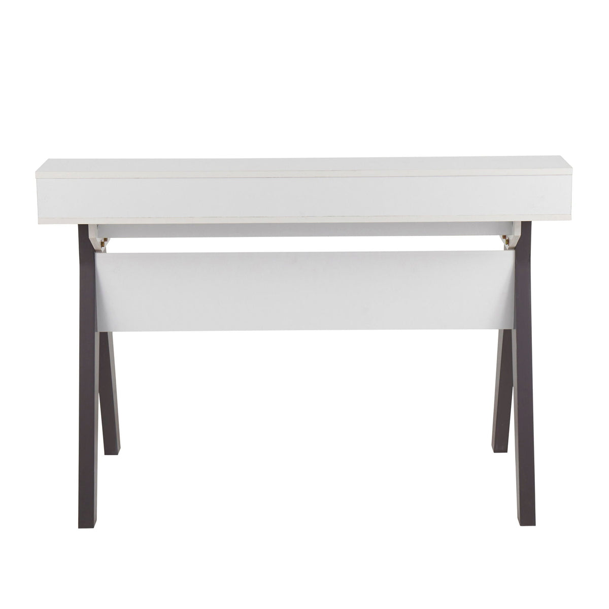 Contemporary Lift Top Desk with Storage - Gray / White