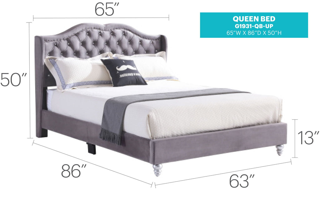 Transitional Upholstered Bed with Jewel Tufting – Multiple Colors