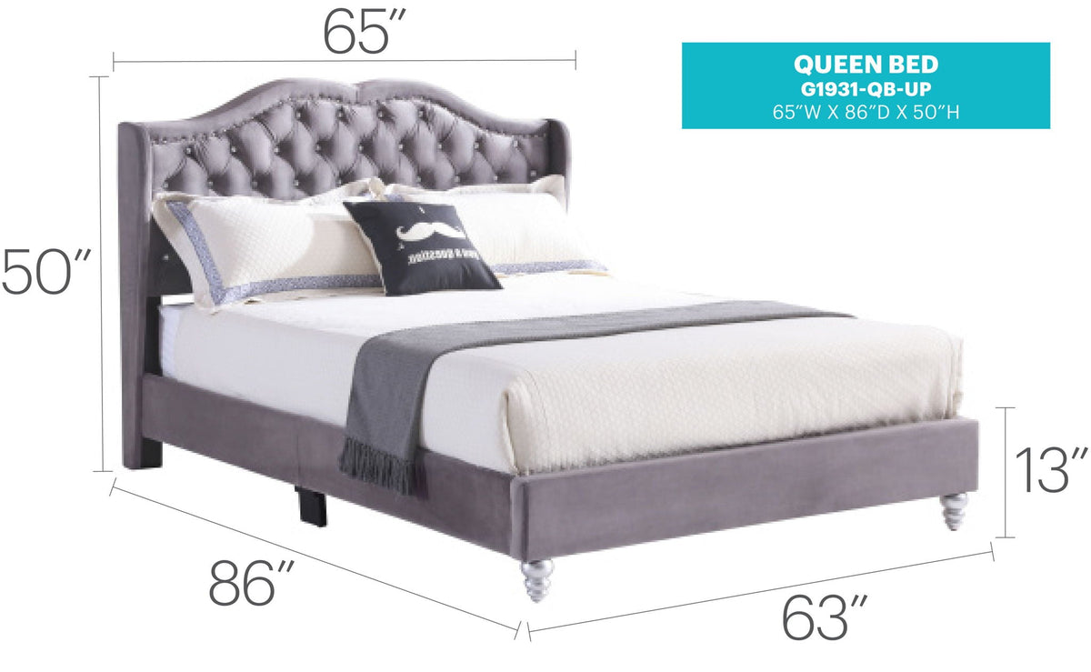 Transitional Upholstered Bed with Jewel Tufting – Multiple Colors