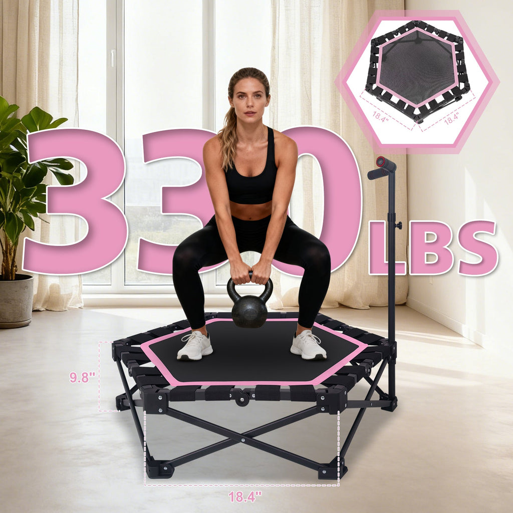 42" Foldable Mini Trampoline with Adjustable T-Bar - Steel and Nylon