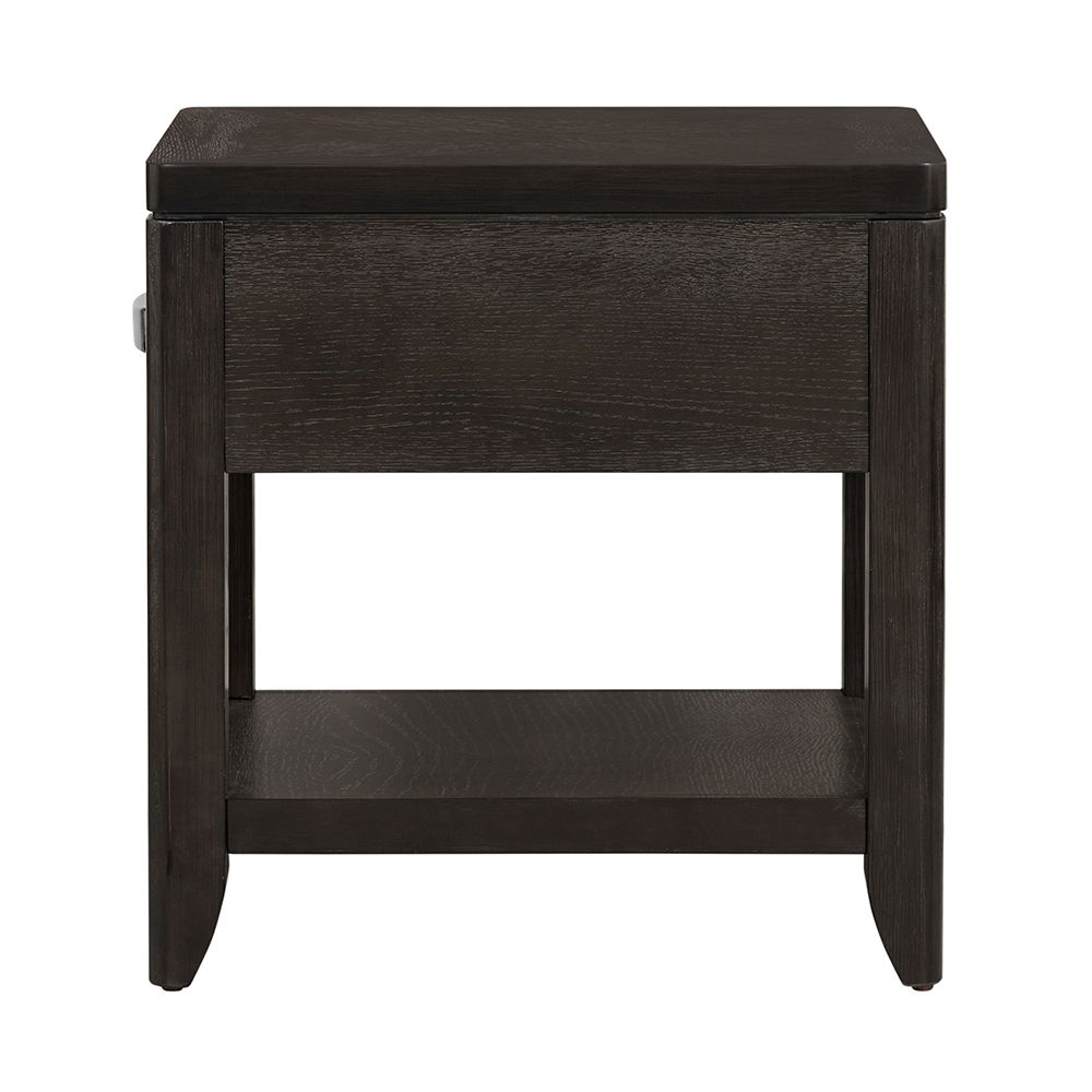 Elegant Dark Brown End Table with Storage Drawer and Shelf