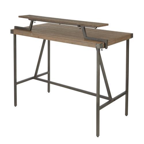 Industrial Counter Table with Metal Frame - Black or Dark Brown