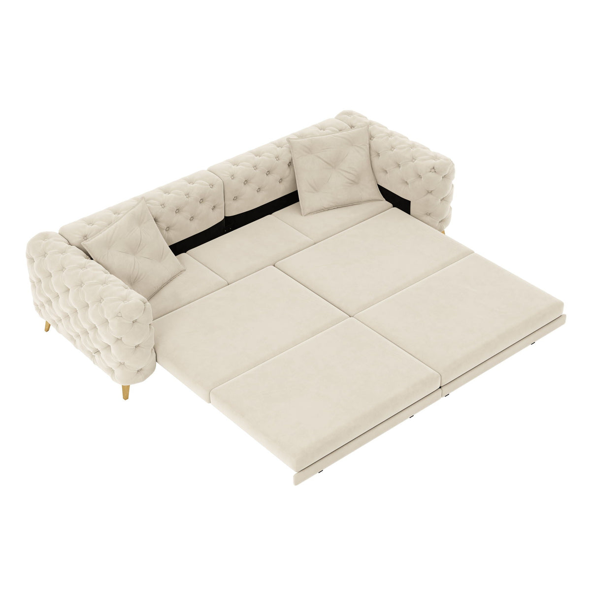 3-In-1 Convertible Sleeper Sofa Set with Deep Seat & Movable Ottoman - White, Beige, Gray