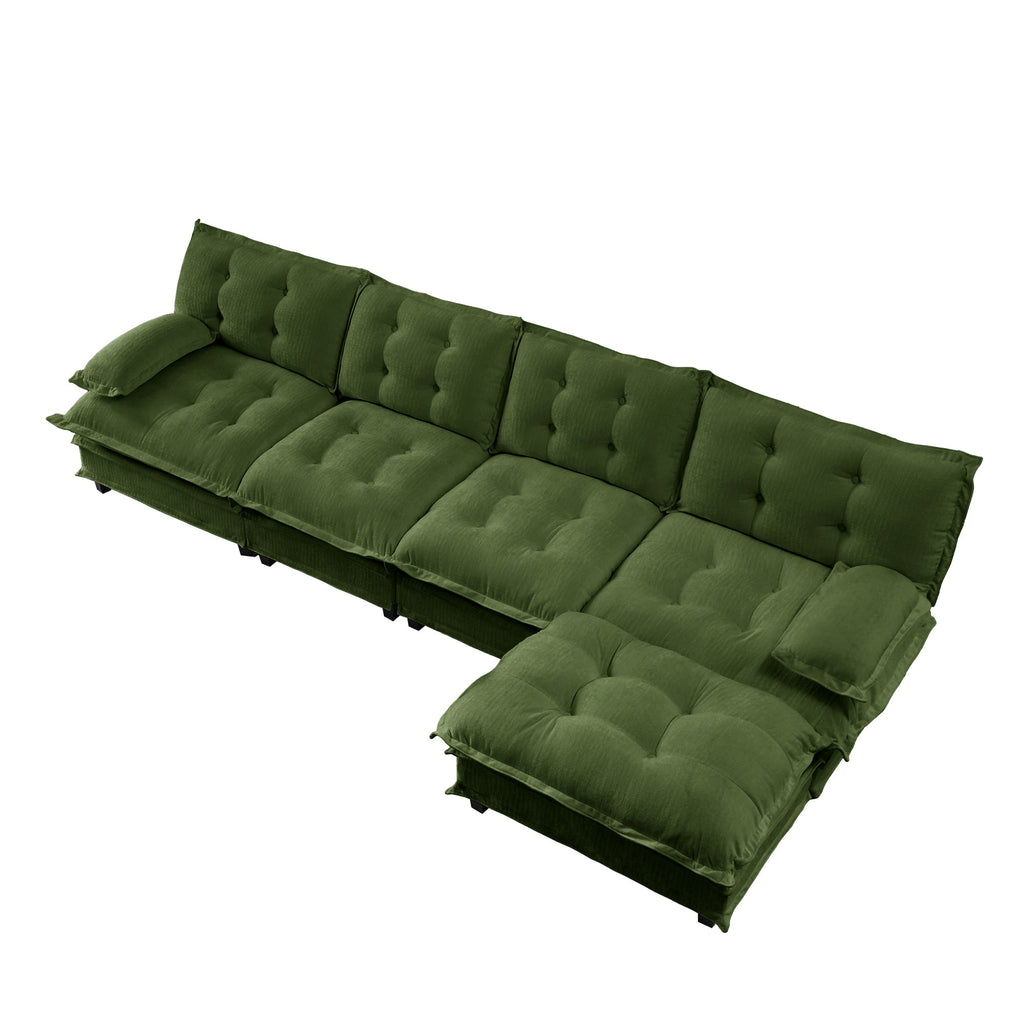 138" L Shaped Modular Sectional Sofa with Ottoman - Chenille
