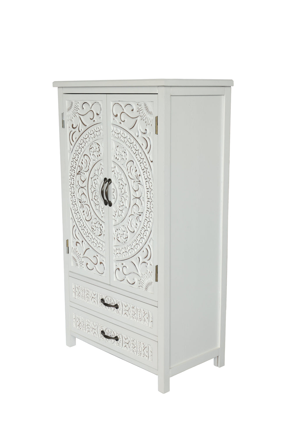 27'' Accent Tall Tower Storage Cabinet with Drawer and Doors - White